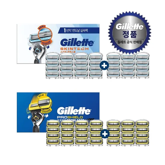 질레트 면도날 프로쉴드 스킨텍 28개