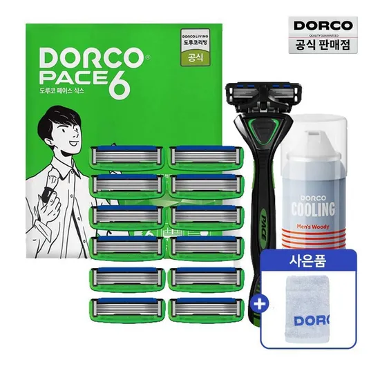 도루코 페이스6 면도기 면도날 13입 쉐이빙폼 74ml 수건
