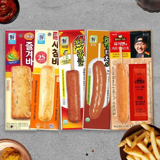 핫바 20개 숯불 메인 세트 숯불 8 마늘후랑크3 매콤즐겨바3 튀긴3 휠터치3