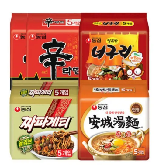 신라면 10입 안성탕면 5입 너구리 5입 짜파게티 5입 총25봉