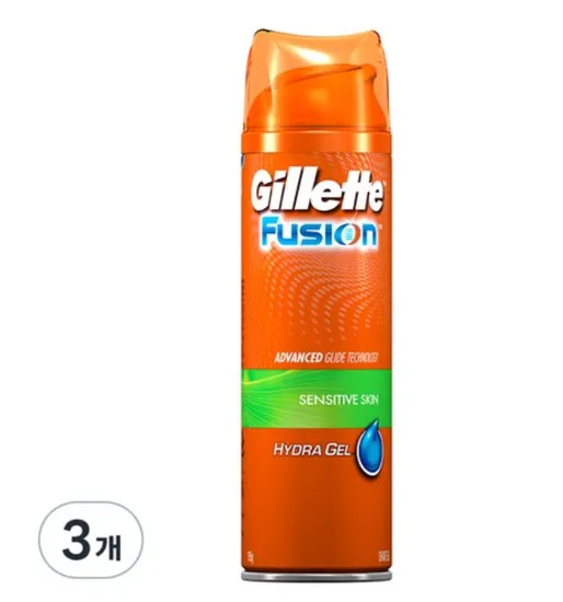 질레트 퓨전 하이드라젤 센서티브 스킨 쉐이빙젤 195g 3개