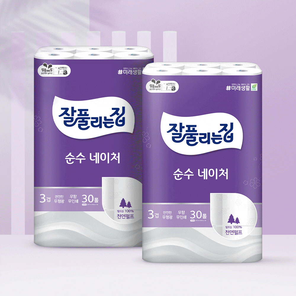 잘풀리는집 순수네이처 천연펄프 27m 30롤 2팩