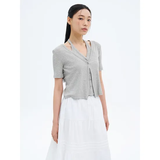 지그재그)에잇세컨즈 레이어드 저지 카디건 그레이 25410원(실착있어요)