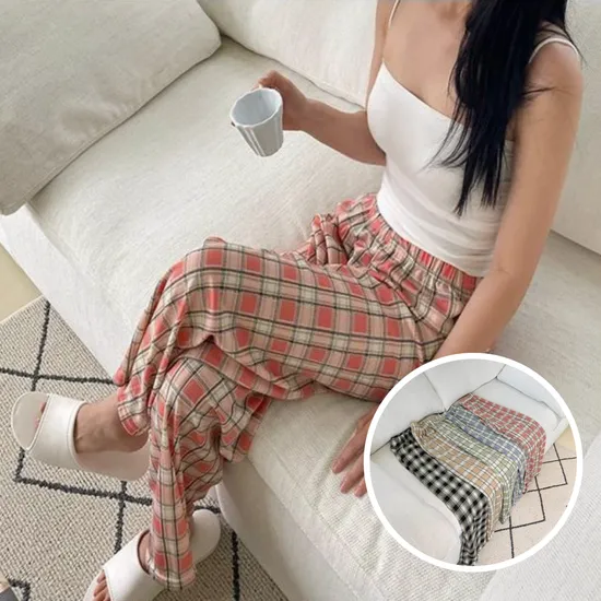 롯데온) 시원한 여름 체크 홈웨어팬츠 2장 10,920원