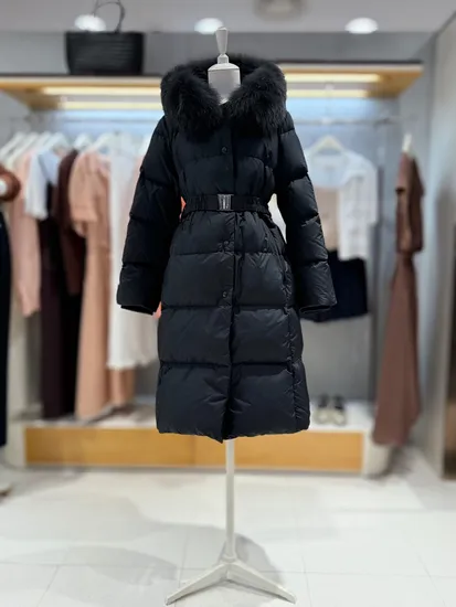 쥬크 벨티드 폭스퍼 슬림핏 구스 롱 패딩 172,790 (상단바누락 수정했어요!)