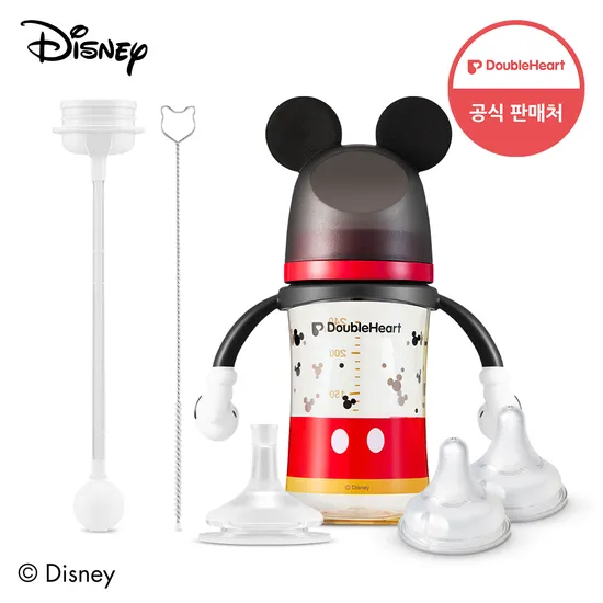 네이버) 더블하트공식인증몰 디즈니 이유실감 빨대컵세트 240m+핸들+젖꼭지 2개 70,110원