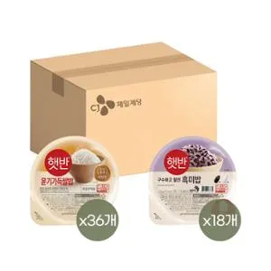 동원몰) 햇반 윤기가득 쌀밥210g 36개+흑미밥 210g 18개 44,280원 (토스쿠폰 42,066원)