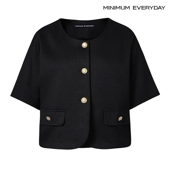 롯데온)골드 버튼 노카라 자켓 19,600원 무배