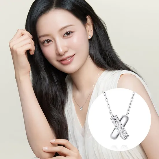 롯데온) 스톤헨지 크로싱 실버 큐빅 목걸이 113,280원