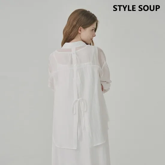 SOUP 시스루 백 스트랩 셔츠