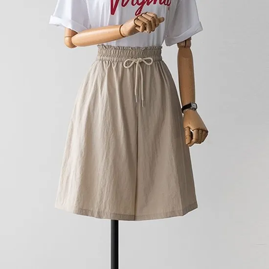 바스락 와이드 6부 팬츠 빅사이즈