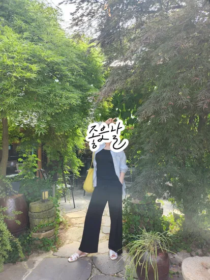 여성 쿨 밴딩 세미 와이드핏 슬랙스