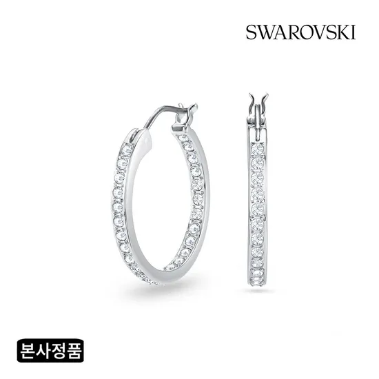 스와로브스키 Sommerset 로듐 후프 귀걸이