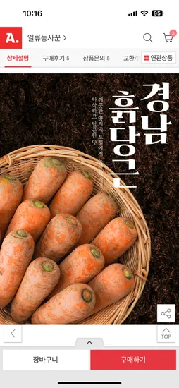 경남 햇 흙당근 중 10kg