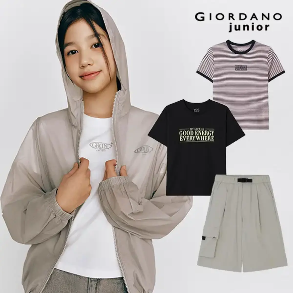 지오다노 주니어 양면 리버시블 후리스패딩 카카오