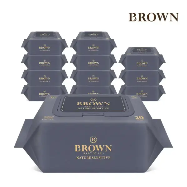 브라운 물티슈 네이처 센시티브 휴대용 캡형 12팩