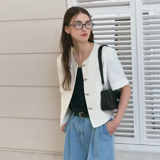 시니 트위드 반팔 자켓