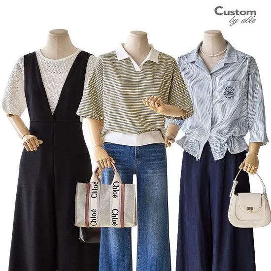 카라 멀티배색 반소매 맨투맨