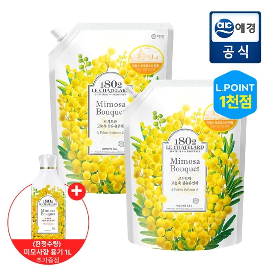 르샤트라 미모사부케 섬유유연제 1.6L 2개 1L 증정