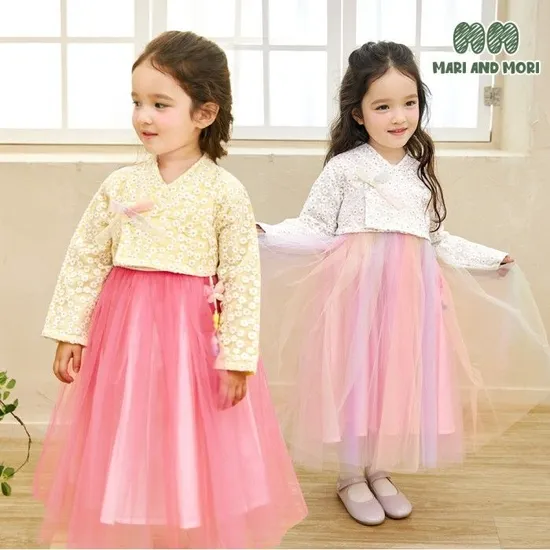 월튼키즈 레인보우 나비 한복 세트