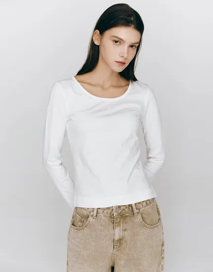 지오다노 기본 스쿱넥 긴팔티