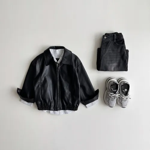 로아앤제인 가죽 원티드자켓+데님팬츠