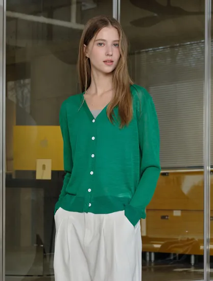 버튼 긴팔 가디건