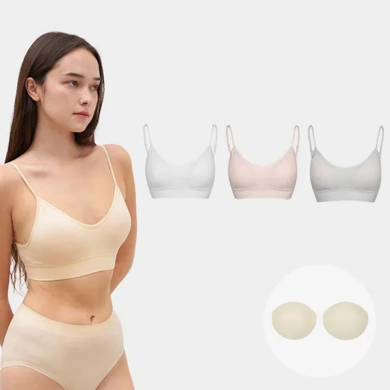 세컨스킨 노와이어 캐미브라 3종 볼륨 브라패드