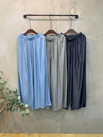 텐셀 밴딩 와이드 팬츠