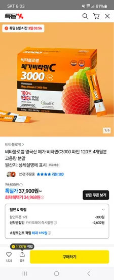 비타블로썸 메가비타민C 3000 120포