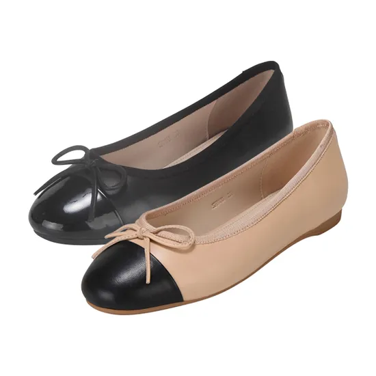 바바라 세븐플로어 양가죽 베이지 투톤 플랫