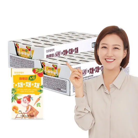 천호엔케어 하루의 노랑 과채주스 140ml 24팩 2박스