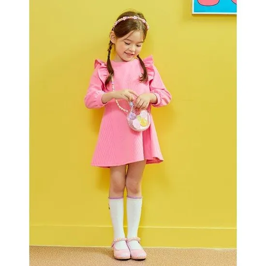 프랜치캣 프릴가방 원피스 핑크