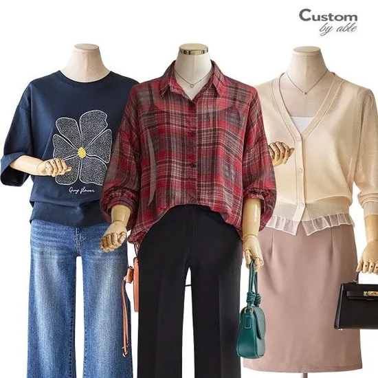 체크 쉬폰 루즈핏 셔츠