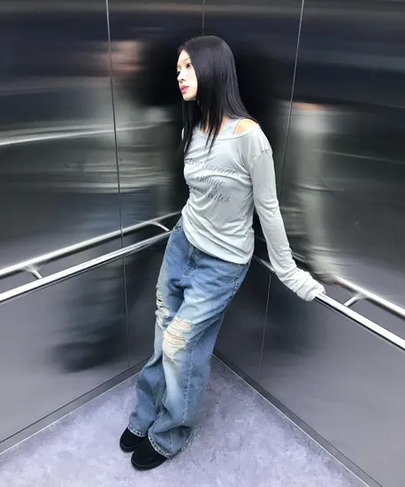 미쏘 시스루 레터링 티셔츠