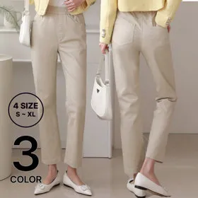 프롬하트 워싱면 스판 밴딩 일자 팬츠