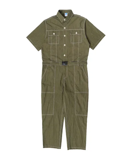 카키 스티치 점프슈트