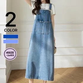 GS 포켓 데님 멜빵 원피스