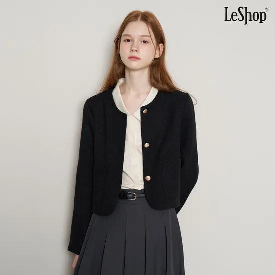 르샵 라운드넥 트위드 긴팔자켓