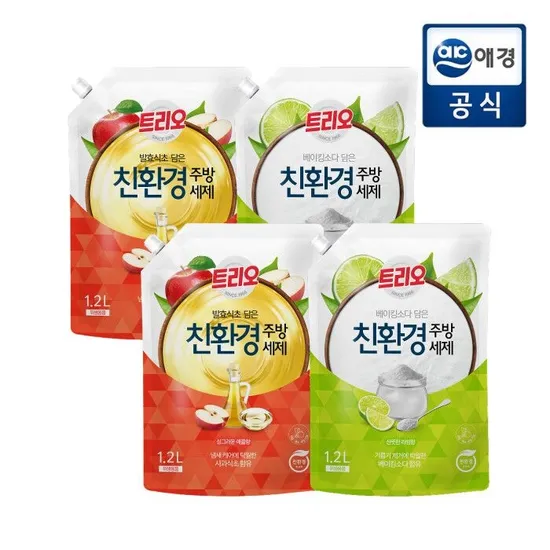 트리오 발효식초 베이킹소다 담은 주방세제 1.2L 4개입