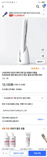 CAREPRO DEEP 초음파 다림질 트리트먼트 침투 촉진 무선 헤어 케어