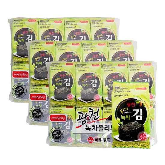 올리브 녹차 광천 도시락 김 4gX48팩