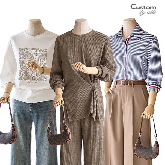 링클 옆단추 긴팔티 밴딩팬츠 2종세트