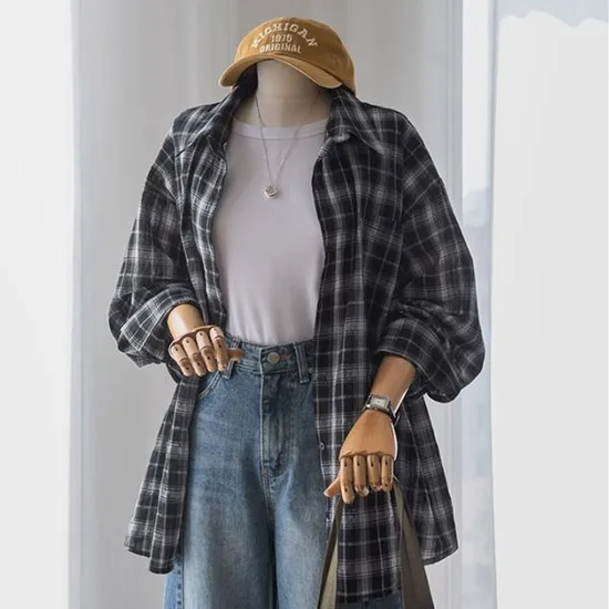 카레나 체크 셔츠 빅사이즈
