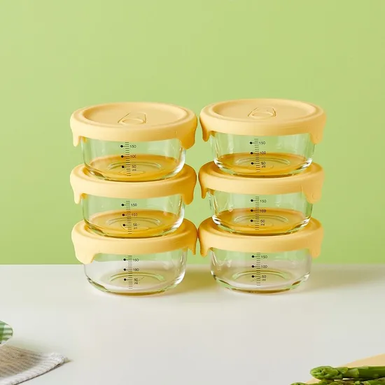 내열유리 실리콘 스팀홀 이유식용기 220ML 6개 세트