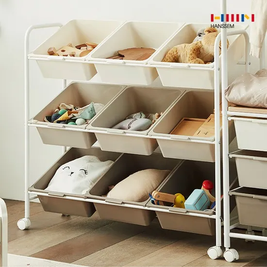 한샘 롤리 오픈형 3단 장난감 기저귀 정리함