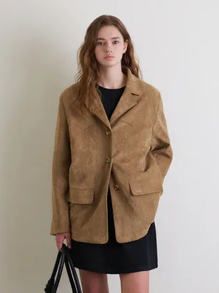 하네 오버핏 싱글레더 자켓