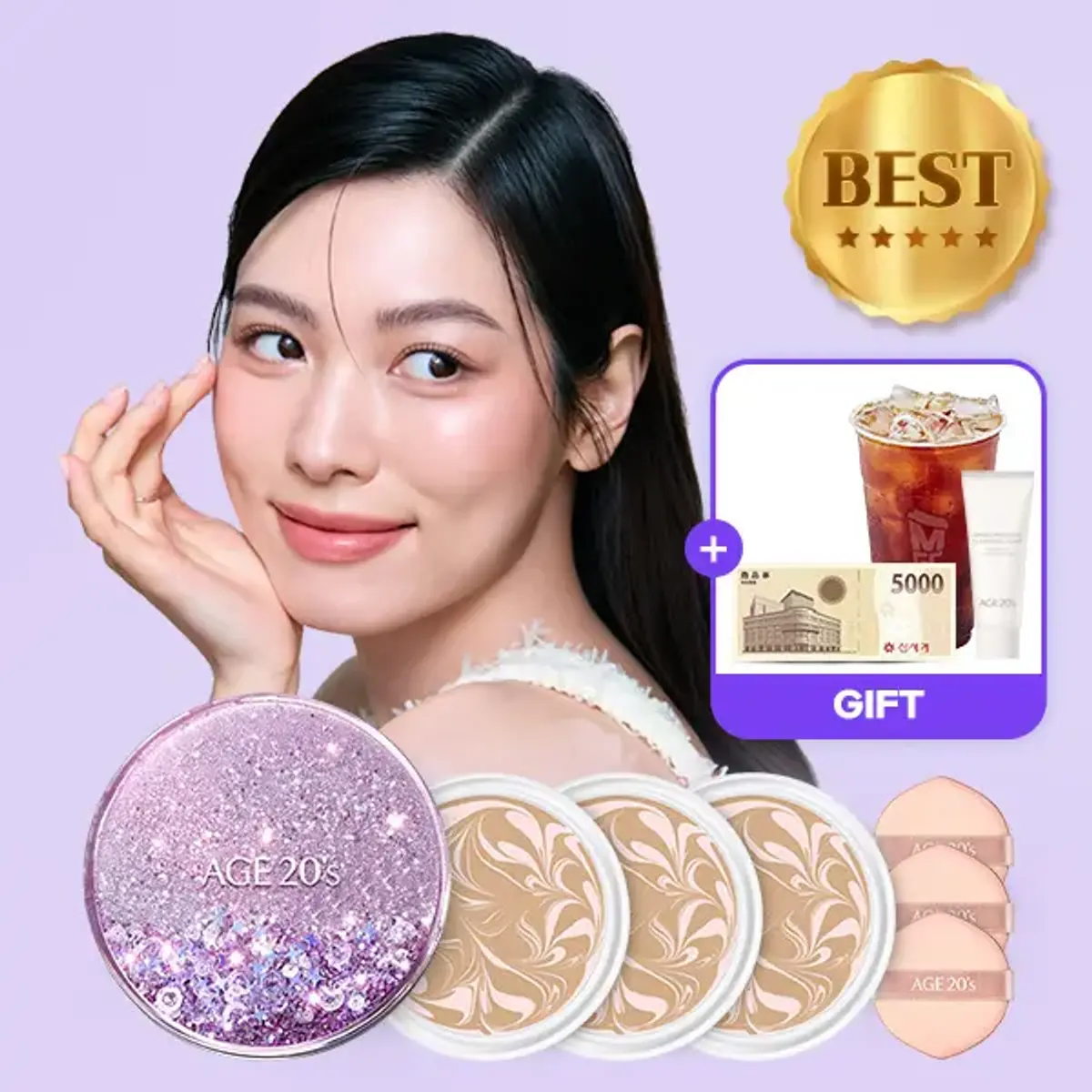 AGE20'S 샤이닝드롭팩트 케이스+리필 3개 클렌징폼
