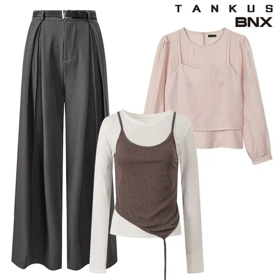 단추 골지 긴팔티셔츠 12개