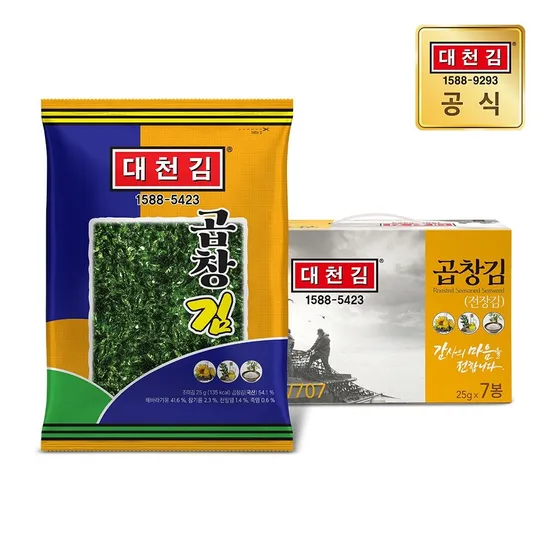 대천김 유기농 곱창김 25g 7봉 (10+1박스)